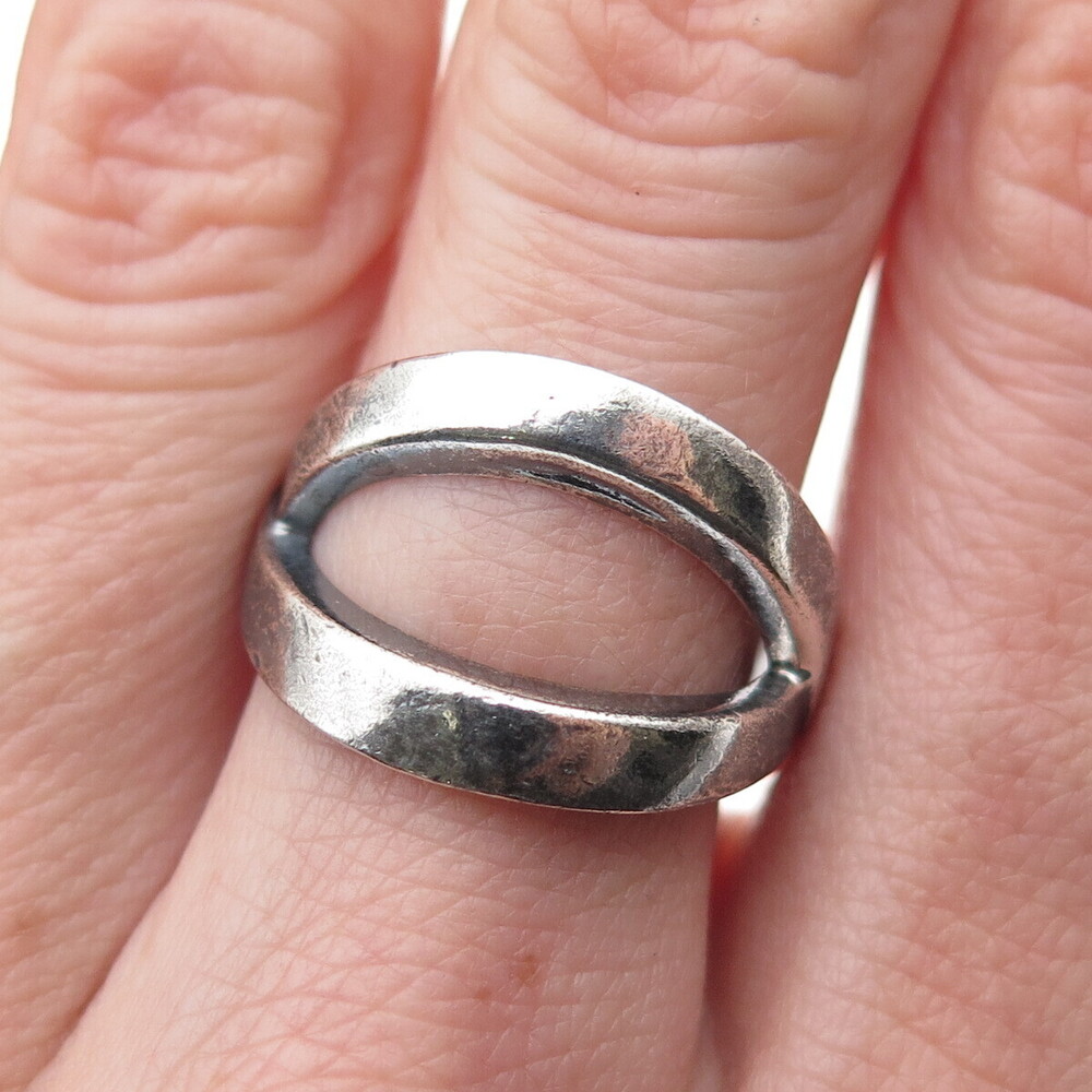 CHAPAL ZENRAY 925 Sterling Silver Vintage Crisscross Oxidized Ring Size 7.5